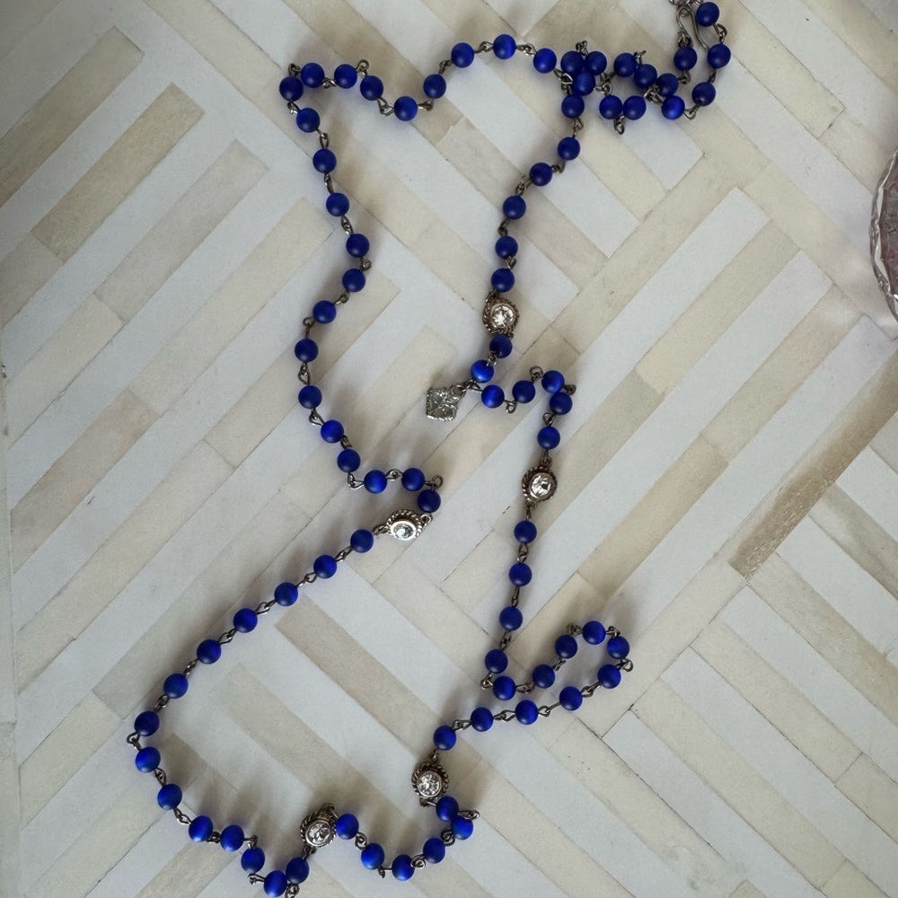 Virgin Saints and Angels Blue Beaded Necklace